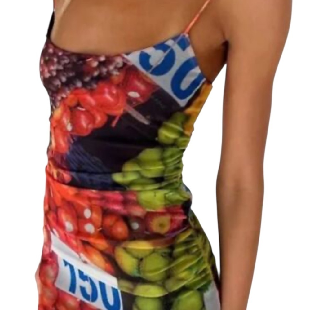 NWT Zara Fruit Stand Mesh Midi /Maxi Dress Size Small - Picture 2 of 12